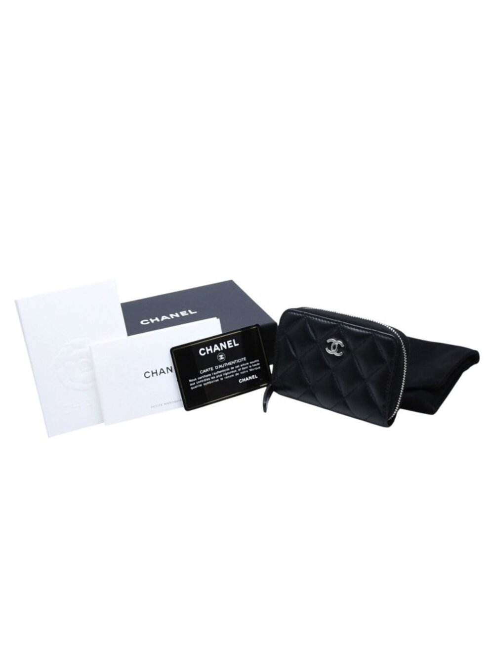 Chanel Classic Zip Coin Purse CC Logo Lambskin Black